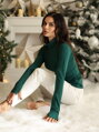 Eleganter Damen-Rollkragenpullover in Smaragdgrün BLK59-20