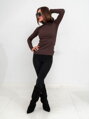 Gekerbter Rollkragenpullover für Damen in der Schokoladenfarbe BLK119-23