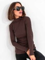 Gekerbter Rollkragenpullover für Damen in der Schokoladenfarbe BLK119-23