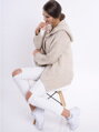 OVERSIZE Damen Strickjacke mit Druckknöpfe CALVIN beige