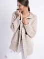 OVERSIZE Damen Strickjacke mit Druckknöpfe CALVIN beige