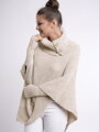 Gestrickter Poncho FELICIA für Damen in Beige