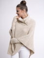 Gestrickter Poncho FELICIA für Damen in Beige