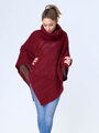 Damen Rollkragen-Poncho NOEMI bordo