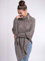 Gestricktes Damen Poncho CARLA braun meliert