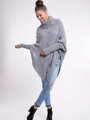Gestricktes Damen Poncho CARLA hellgrau