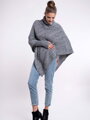 Damen Strickponcho FELICIA grau meliert