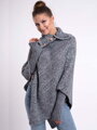 Damen Strickponcho FELICIA grau meliert