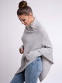 Damen Strickponcho FELICIA hellgrau