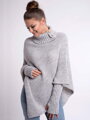 Damen Strickponcho FELICIA hellgrau