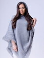 Damen Poncho mit Kapuze HARLEY hellgrau