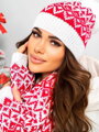 Biely vianočný komplet šál, čiapka a rukavice KPL36-22 