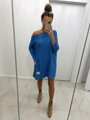 Oversize langer Strickpullover SW06-20 blau