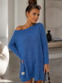 Oversize langer Strickpullover SW06-20 blau