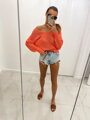 Stylischer Damenpullover in Orange SW87-22