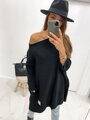 Schwarzer Damen-Oversize-Pullover SW06-20 