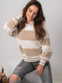 Damski stylowy sweter w paski SW111-22 cream