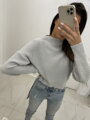 Grauer Strickpullover DAFFI SW107-22