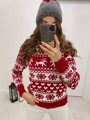 Rot-weißer Herzpullover