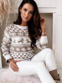Pullover mit Herzmotiv in weiß-brauner Farbe