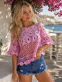 Damen Crop-Top aus Spitze in Rosa