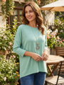 Dámsky mentolový top s 3/4 rukávom 