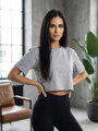 Baumwoll-Croptop in Grau VSB LILLY