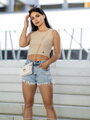 Damen geripptes Croptop VSB LOLLY beige