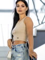 Damen geripptes Croptop VSB LOLLY beige