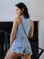 Kurzes Damen Crop-Top VSB LOLLY hellblau