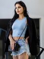 Kurzes Damen Crop-Top VSB LOLLY hellblau