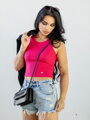 Geripptes Damen Crop-Top LOLLY rosa