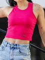 Geripptes Damen Crop-Top LOLLY rosa