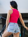 Geripptes Damen Crop-Top LOLLY rosa