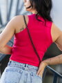 Geripptes Damen Crop-Top LOLLY rosa