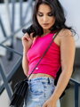 Geripptes Damen Crop-Top LOLLY rosa