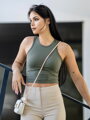 Damen Croptop VSB LOLLY olivgrün