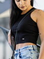 Schwarzes Damen geripptes Croptop VSB LOLLY 