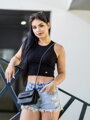 Schwarzes Damen geripptes Croptop VSB LOLLY 