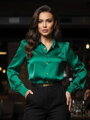 Elegante Satinbluse VSB ELEGANT smaragdgrüne