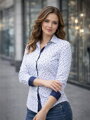 Biała koszula damska w wzory Slim Fit VS-DK1869
