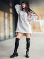 Langes Oversize-Sweatshirt mit Tasche VSB WELLA grau