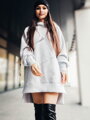 Langes Oversize-Sweatshirt mit Tasche VSB WELLA grau