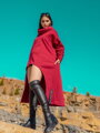 Luxuriöser Damenponcho VSB Collection LONG Burgun