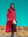 Luxuriöser Damenponcho VSB Collection LONG Burgun