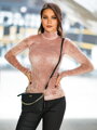 Damen Rollkragenpullover VSB22 VELUR puderrosa
