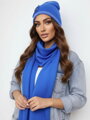 Luxuriöses VSB Sweatstoff-Set Schal + Mütze blau