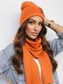 Luxuriöses VSB Set aus Sweatstoff: Schal + Mütze, Orange
