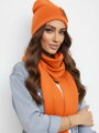Luxuriöses VSB Set aus Sweatstoff: Schal + Mütze, Orange