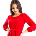 Damen Kleid mit Gürtel VSB  rot